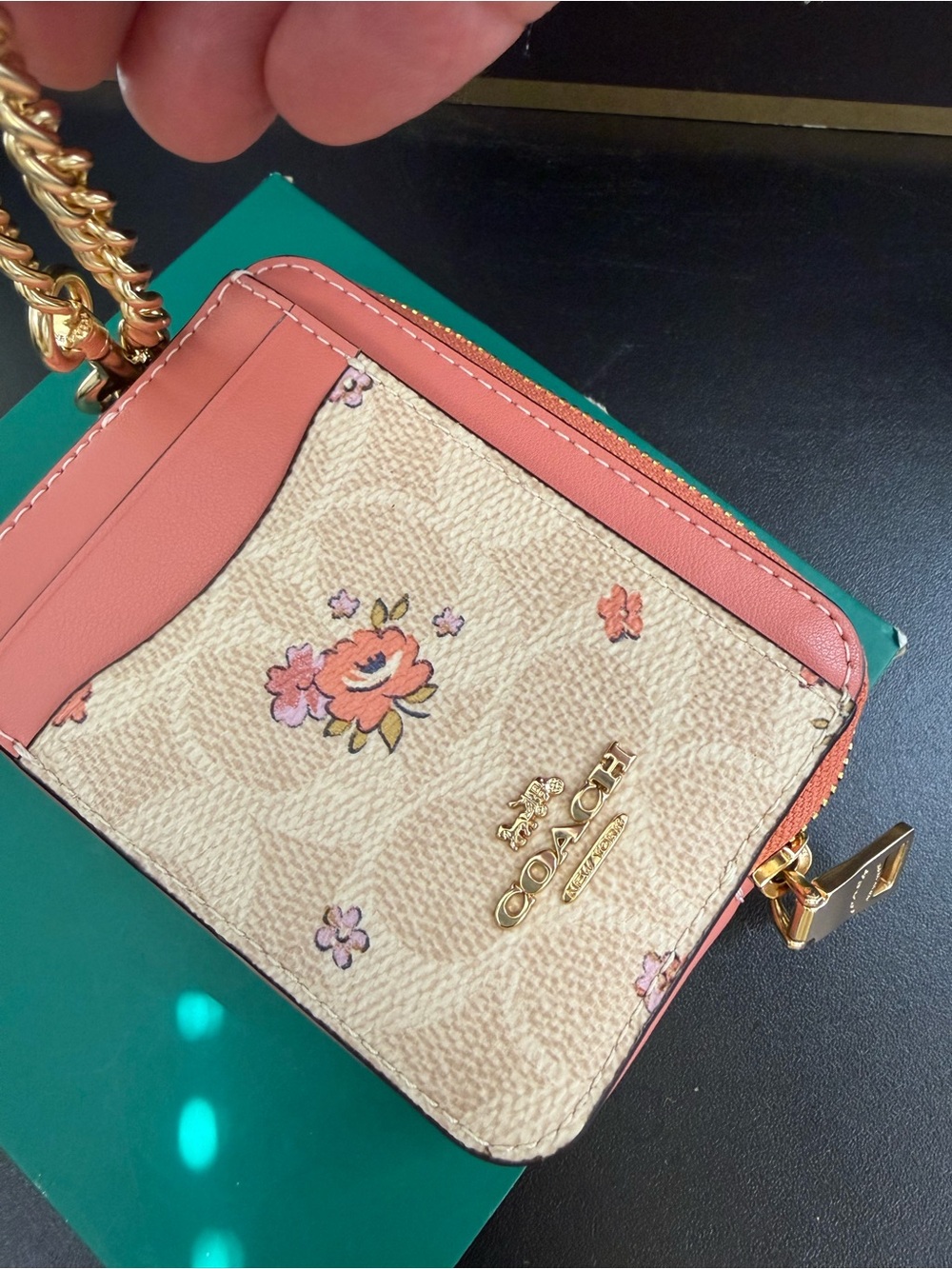 Coach Wallet Case Pink Floral with Chain New With Tags - Picture 8 of 8